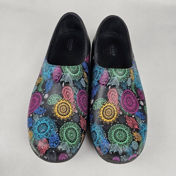 Crocs Neria Pro II Women Clog Colorful Paisley Comfort Slip Resistant Work Nurse - Picture 3 of 8